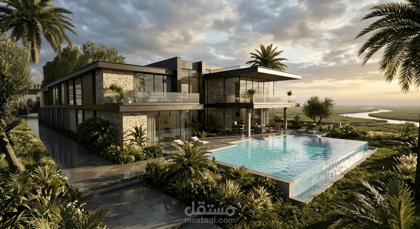 فلا سكنية بمساحة ٢٤٠م مربع تحتوي على طابقين أرضي واول