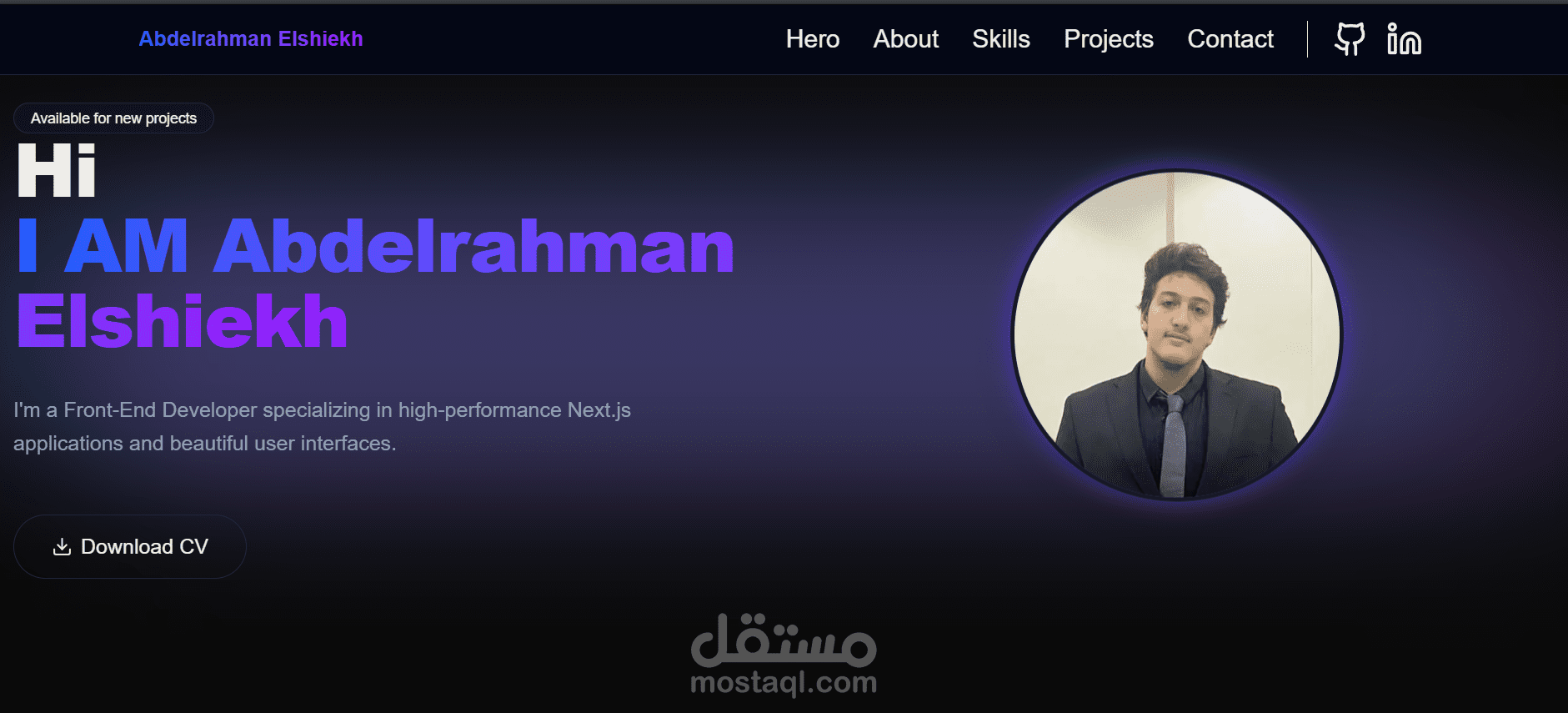 موقع Portfolio شخصي باستخدام React و Next.js