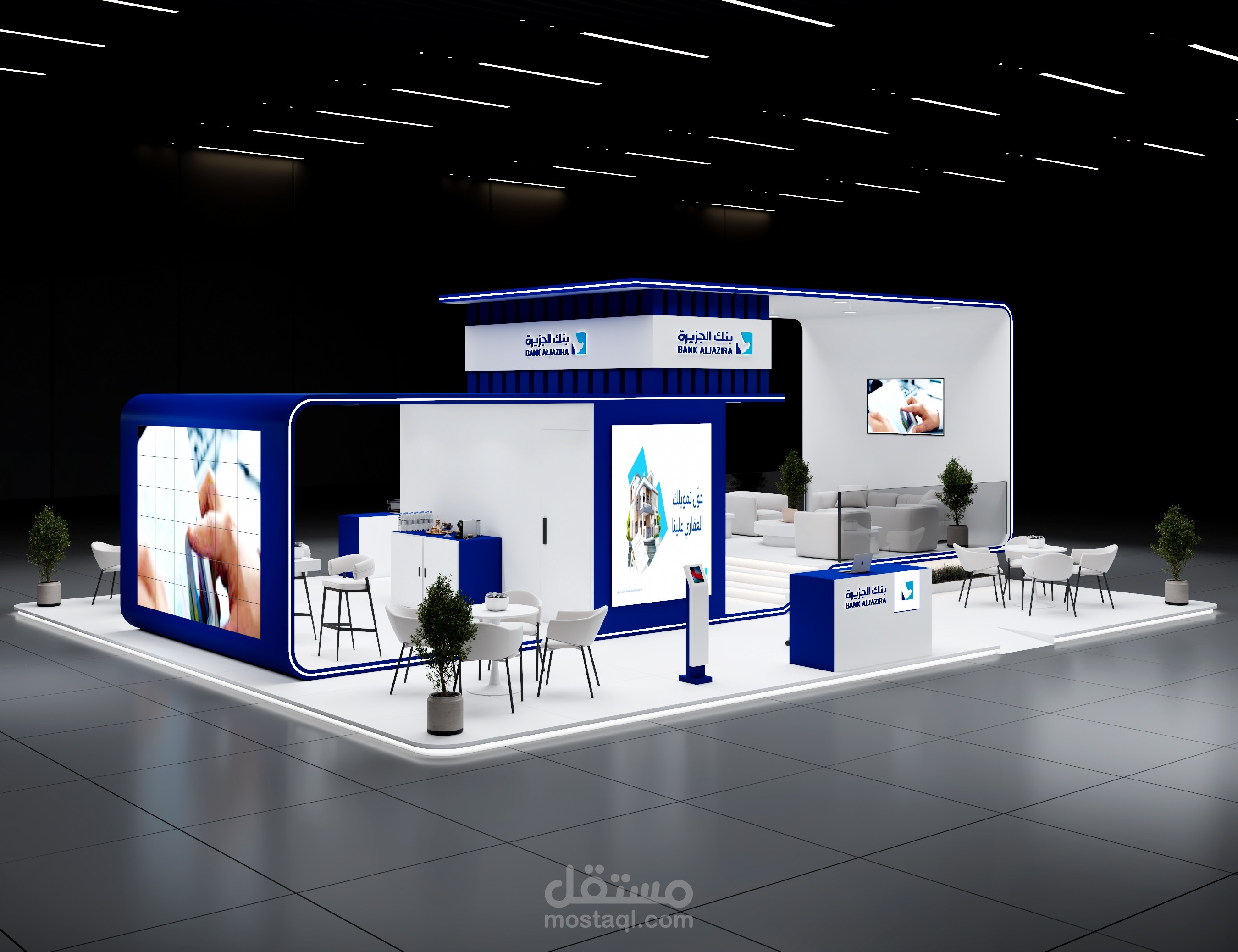 تصميم بوث لبنك الجزيرة ... مكان العمل (المملكة العربية السعودية -جدة )