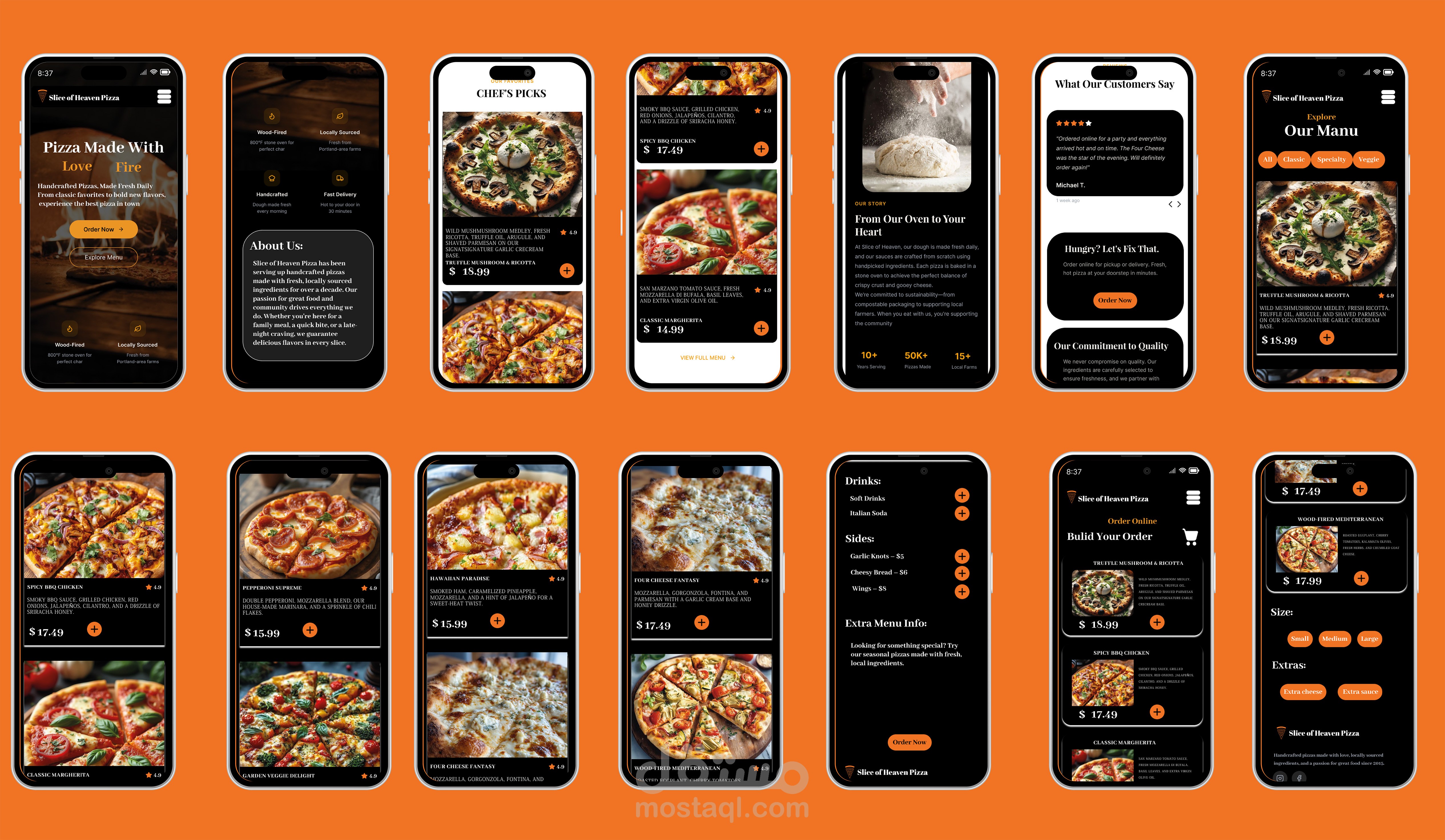 Slice of Heaven Pizza — Mobile App UI/UX Design