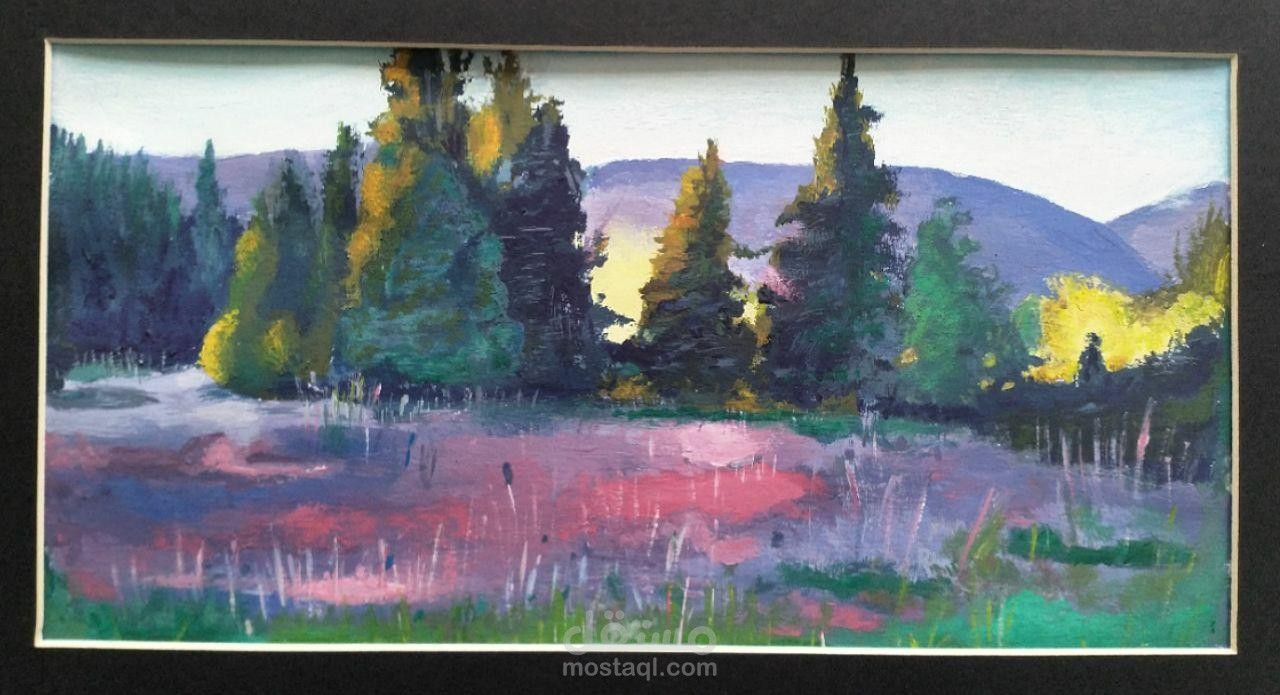 لوحة يدوية بألوان أكريليك