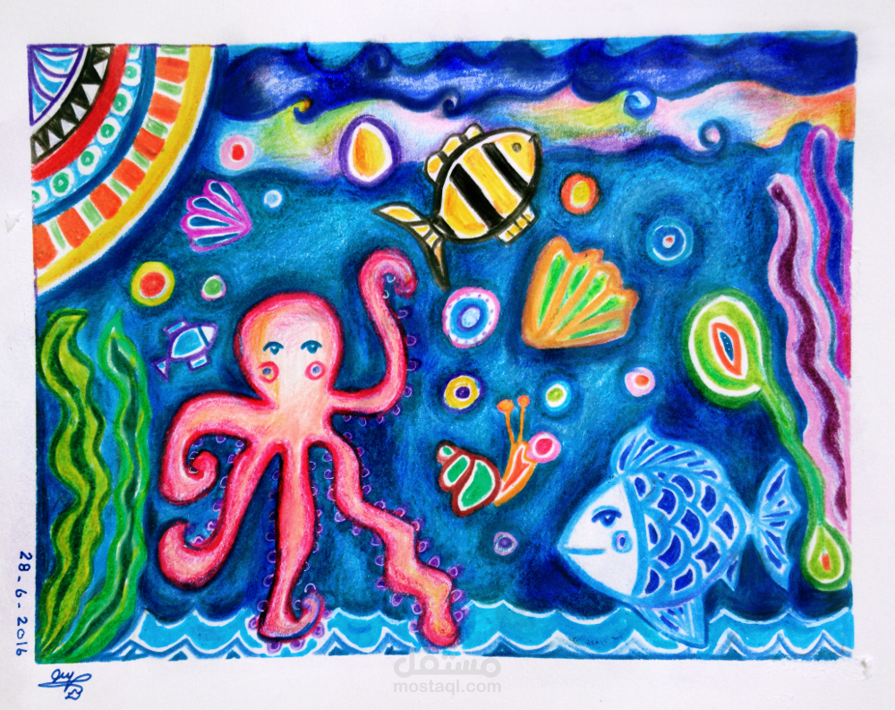 لوحة يدوية: أعماق ملونة