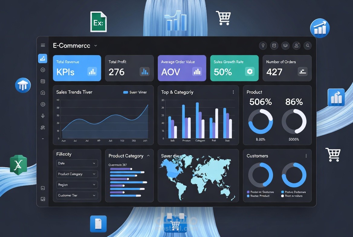 من بيانات خام إلى قرارات ذكية: Dashboard تفاعلية لتحليل مبيعات متجر إلكتروني (يبرز التحول والقيمة)