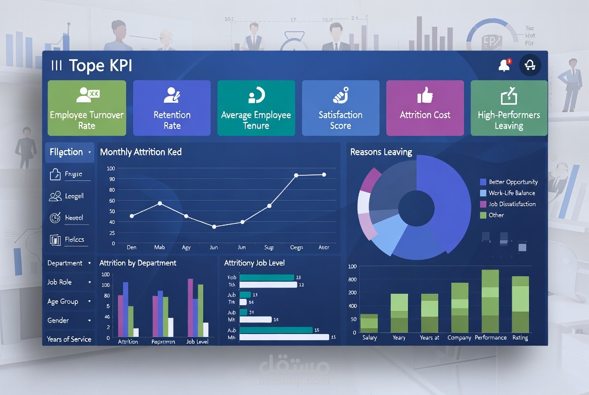 تحليل بيانات الموارد البشرية وتنبؤ نسب استقالة الموظفين (HR Analytics Dashboard)