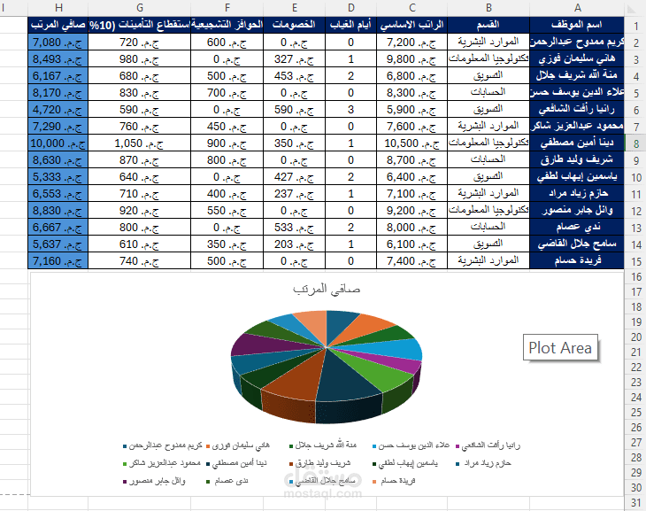 إعداد كشوف المرتبات وحساب المستحقات والاستقطعات تلقائياً