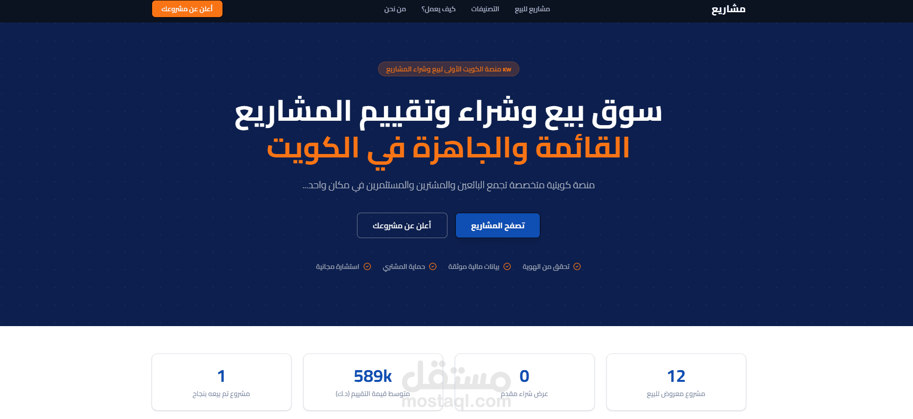 مشروع عرض مشاريع للبيع داخل الكويت