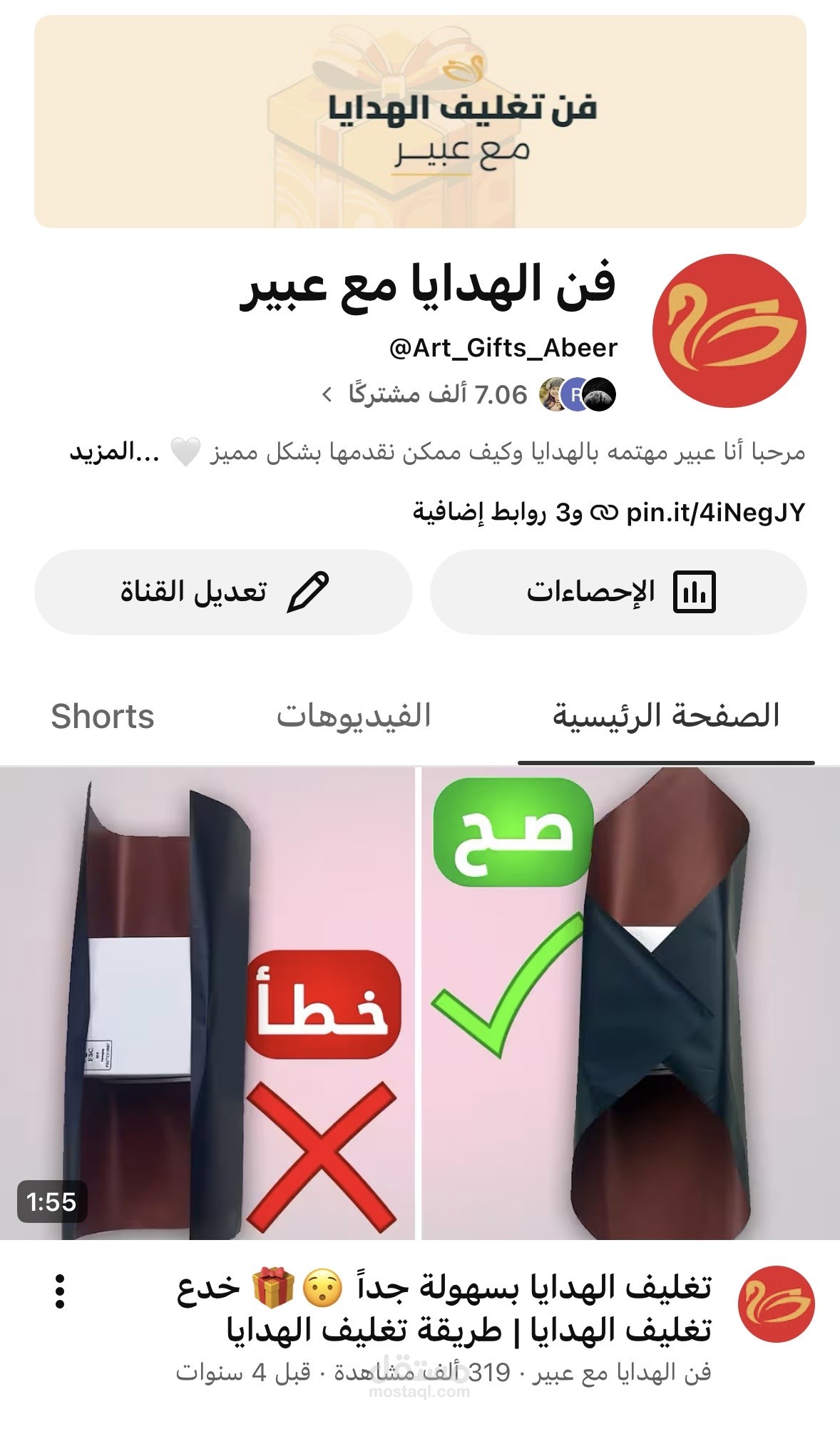 محتوى قناة يوتيوب