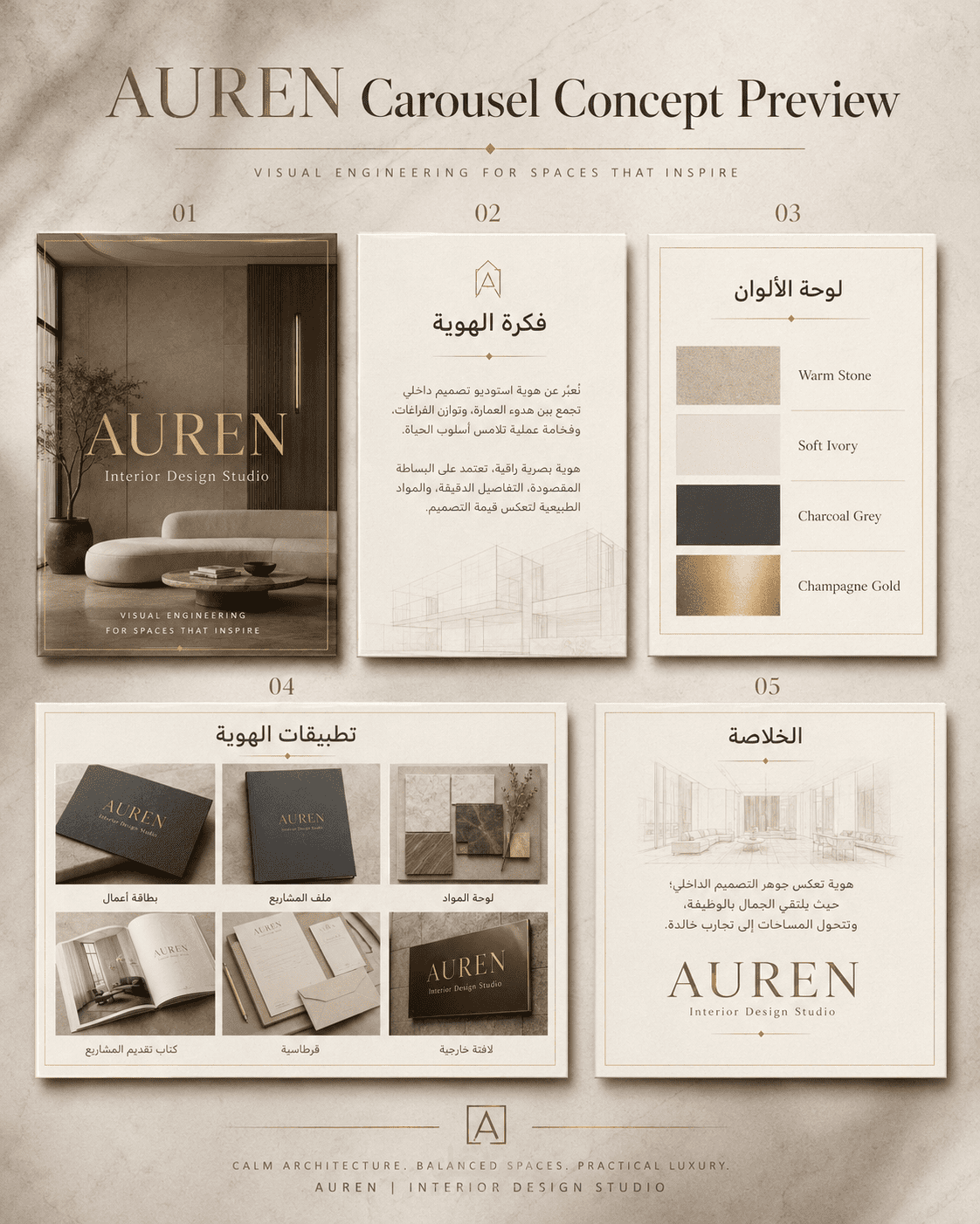 تصميم هوية بصرية راقية لاستوديو تصميم داخلي
