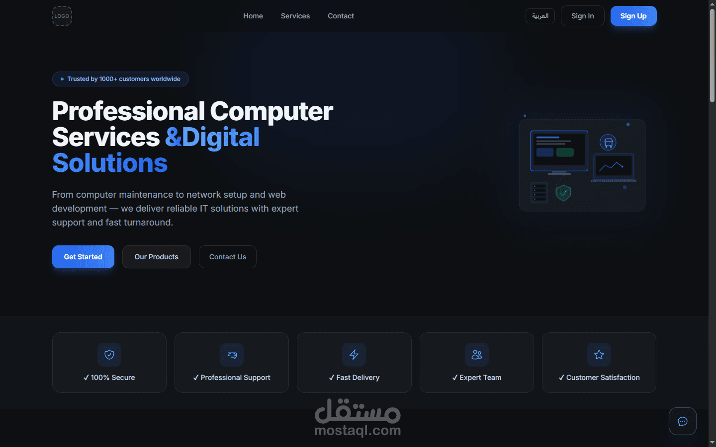 front-end لمشروع خدمات الكترونيه