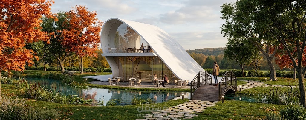 تصميم معماري 3D ورندر واقعي لمطعم غابي فاخر | Organic Forest Restaurant