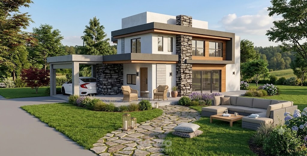 تصميم معماري مودرن ورندر واقعي لفيلا سكنية 3D | Modern Villa Design .