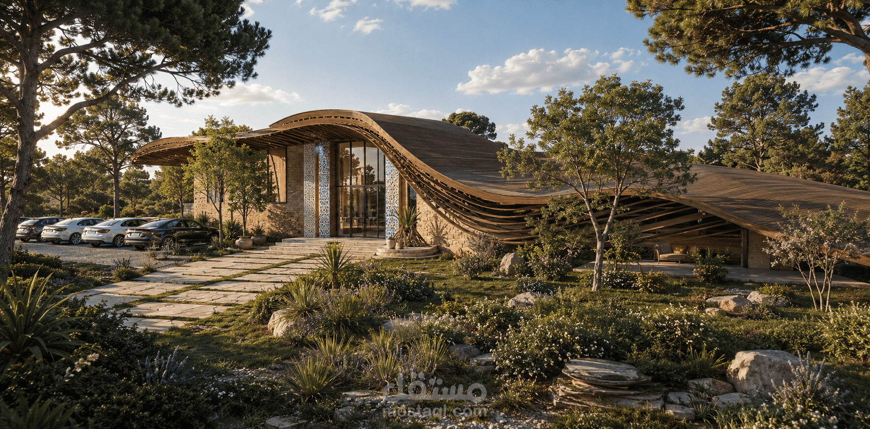 تصميم معماري وتجسيد 3D لمركز مؤتمرات ومعارض بيئي ثقافي | Eco-Cultural & Event Pavilion