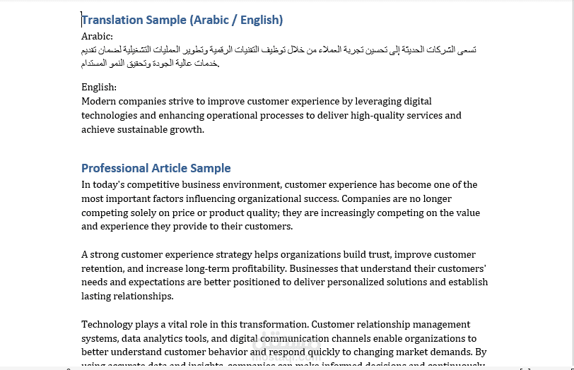 Arabic–English Translation & Content Writing Portfolio