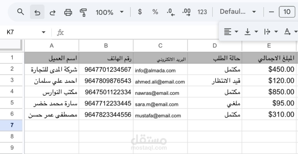 تقرير احترافي لتنظيف، تنسيق، وهيكلة بيانات المبيعات والعملاء باستخدام Excel.