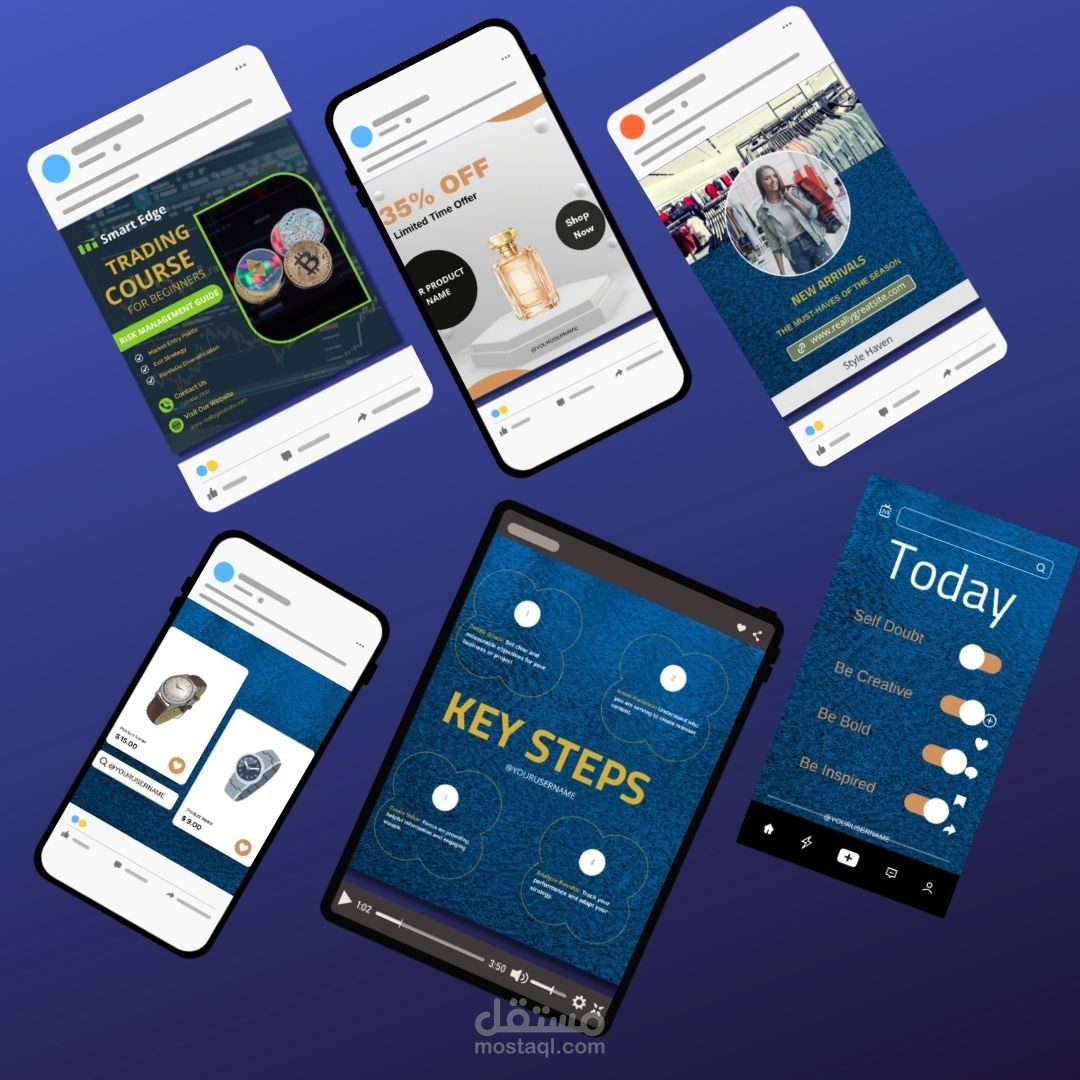 15تصميم حزمة قوالب سوشيال ميديا احترافية وقابلة للتعديل