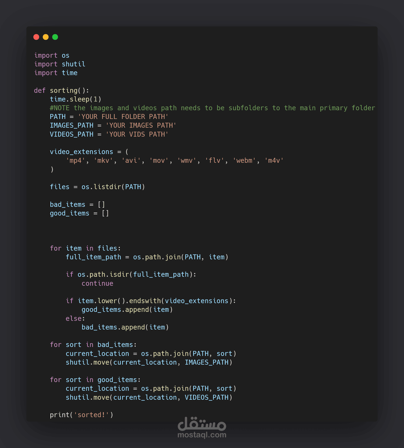 Images and Videos sorting script using python