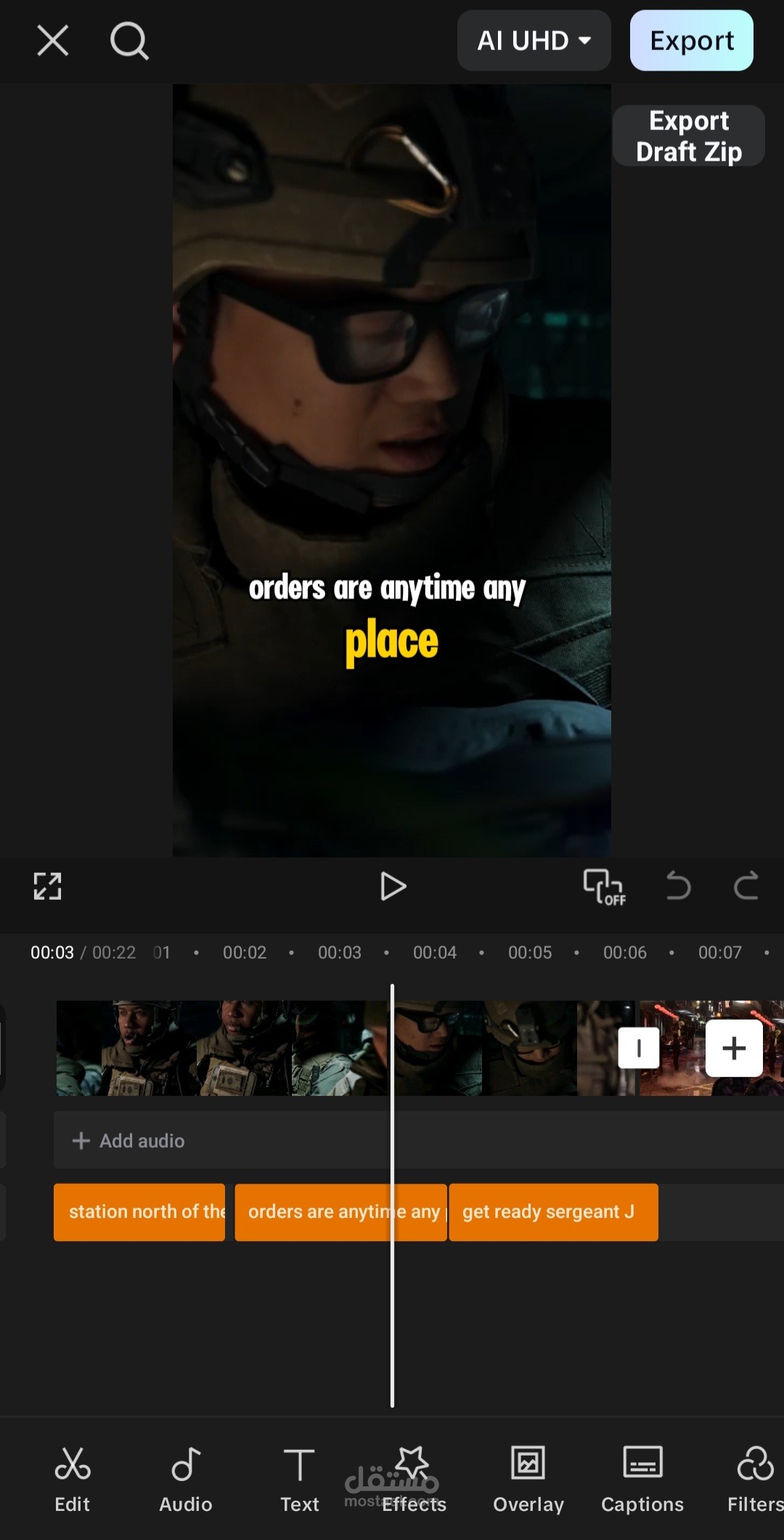 تعديل فيديو جيمنج(gaming) قصير مع إضافة نصوص تفاعلية حركية (Dynamic Captions)