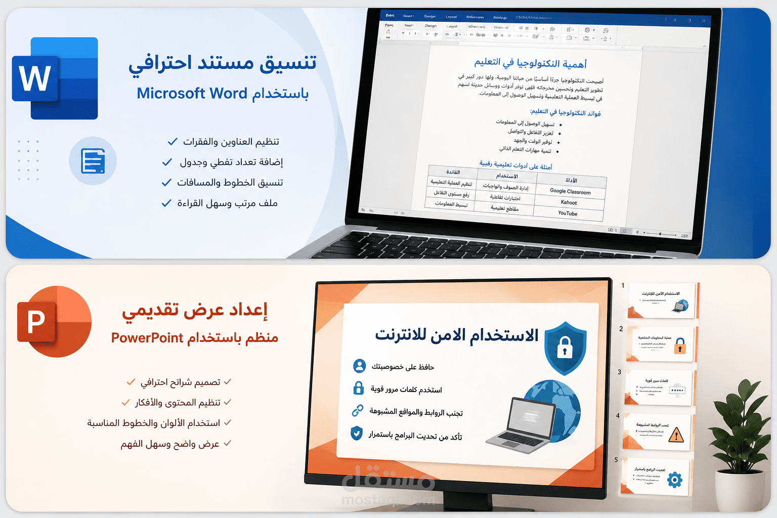إعداد عرض تقديمي منظم باستخدام PowerPoint