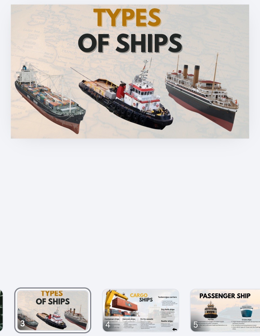 illustrutive presentation about ships