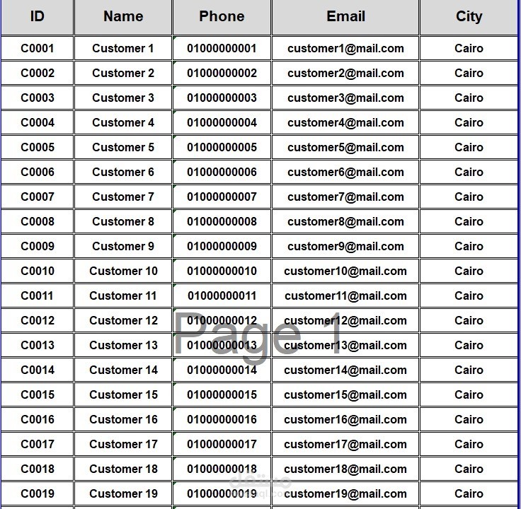 تفريغ بيانات في شيت excel