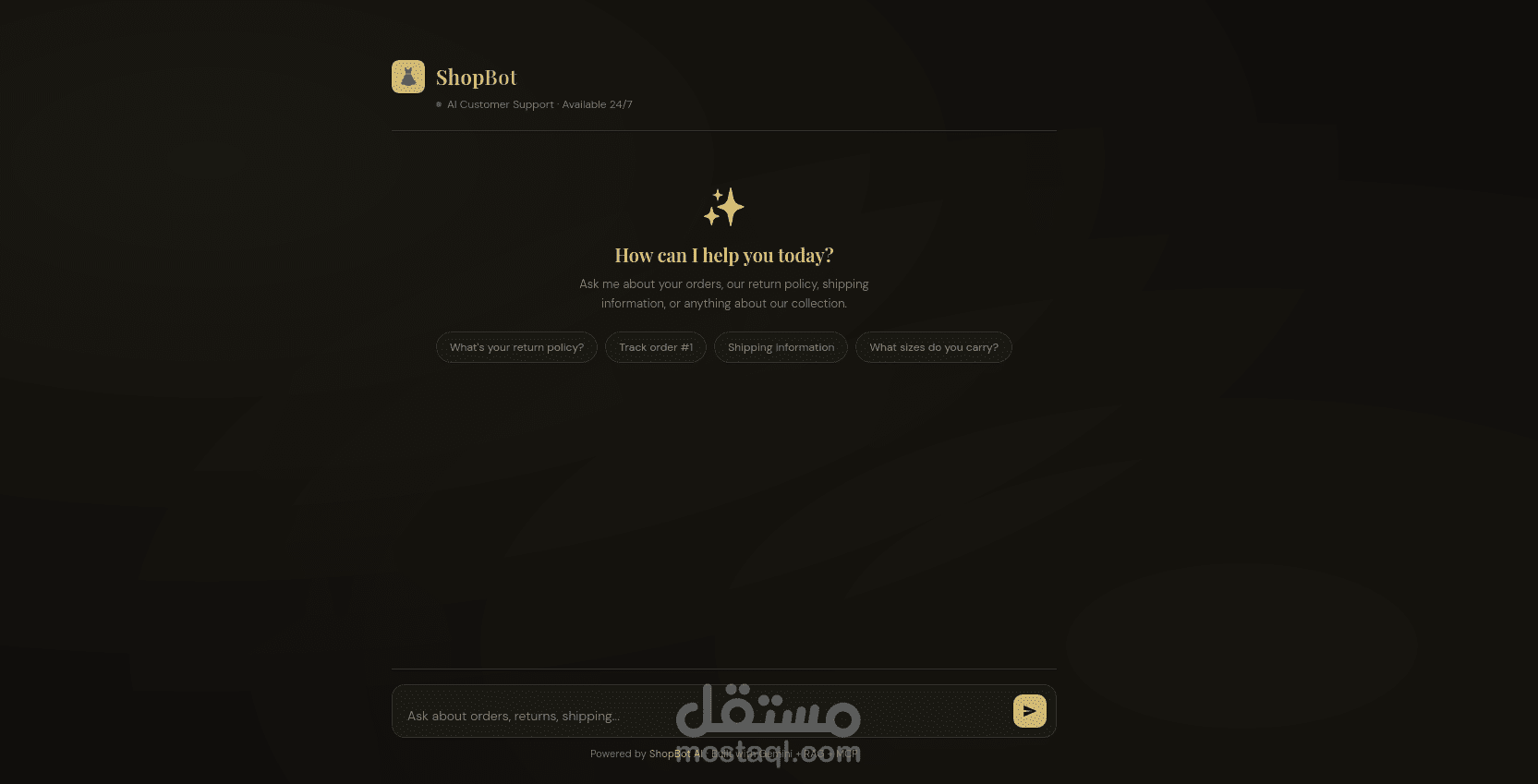 مساعد ذكي متكامل لخدمة العملاء وأتمتة المبيعات بقواعد البيانات (ShopBot)