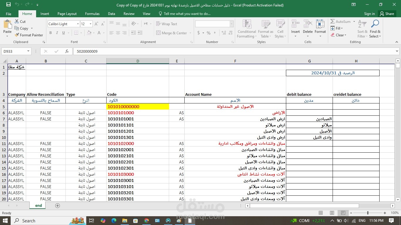 عمل شحرة حسابات