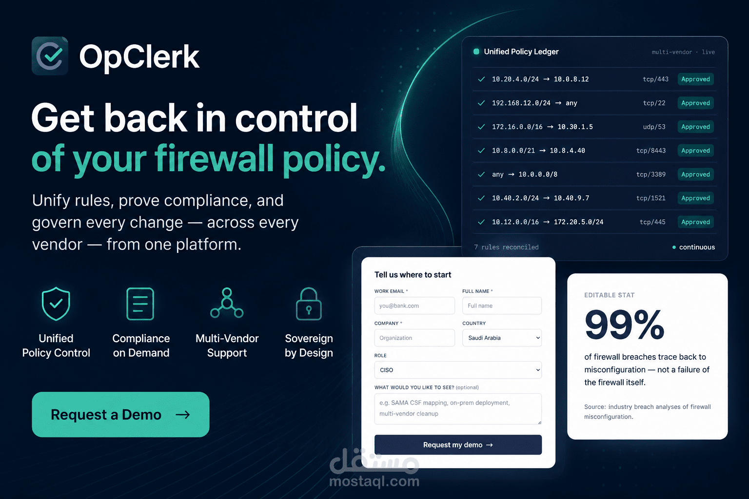 تنفيذ وتصميم موقع opclerk لحلول الشبكات