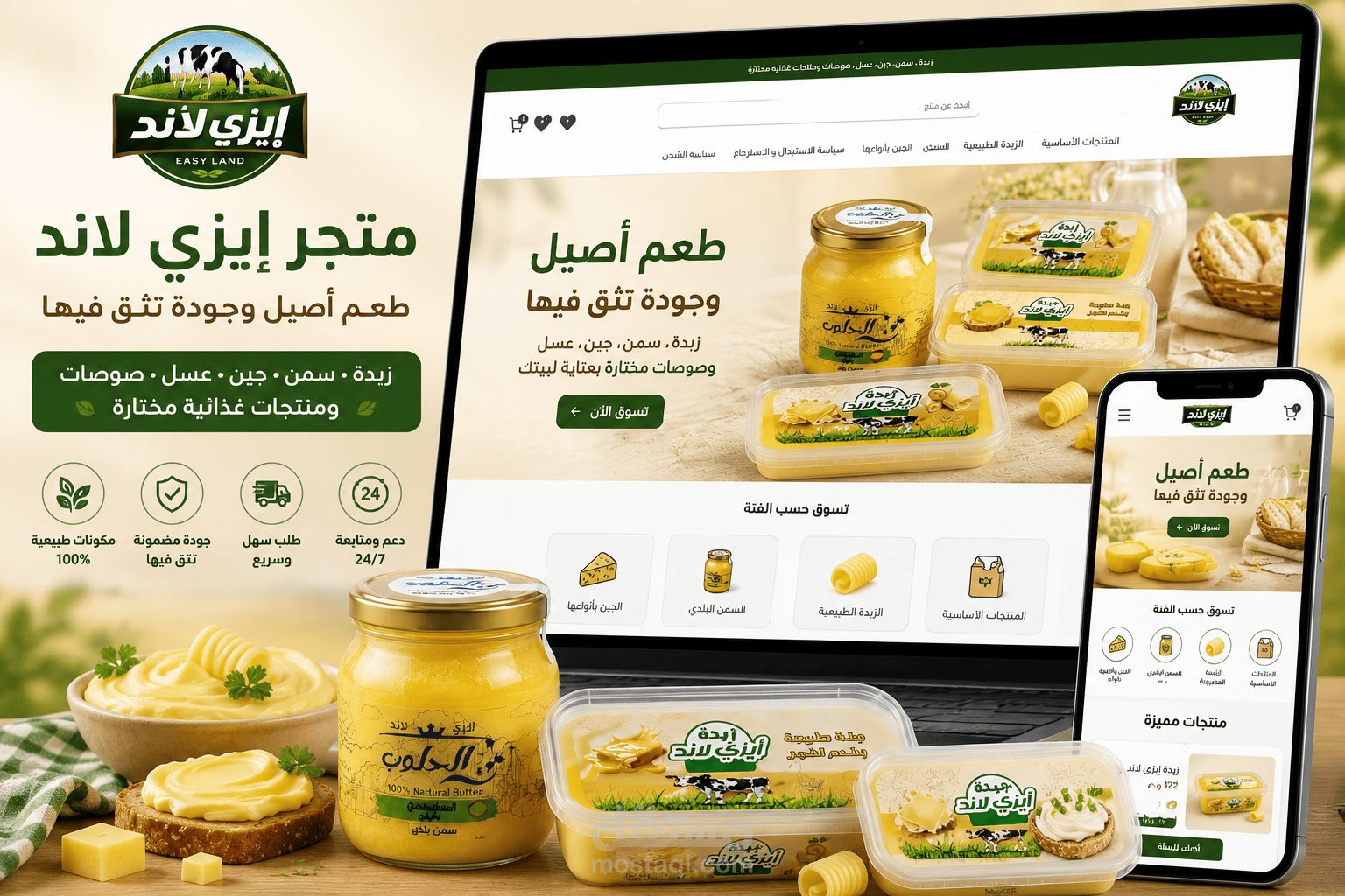 تصميم وتطوير متجر إلكتروني احترافي لمنتجات Easy Land الغذائية