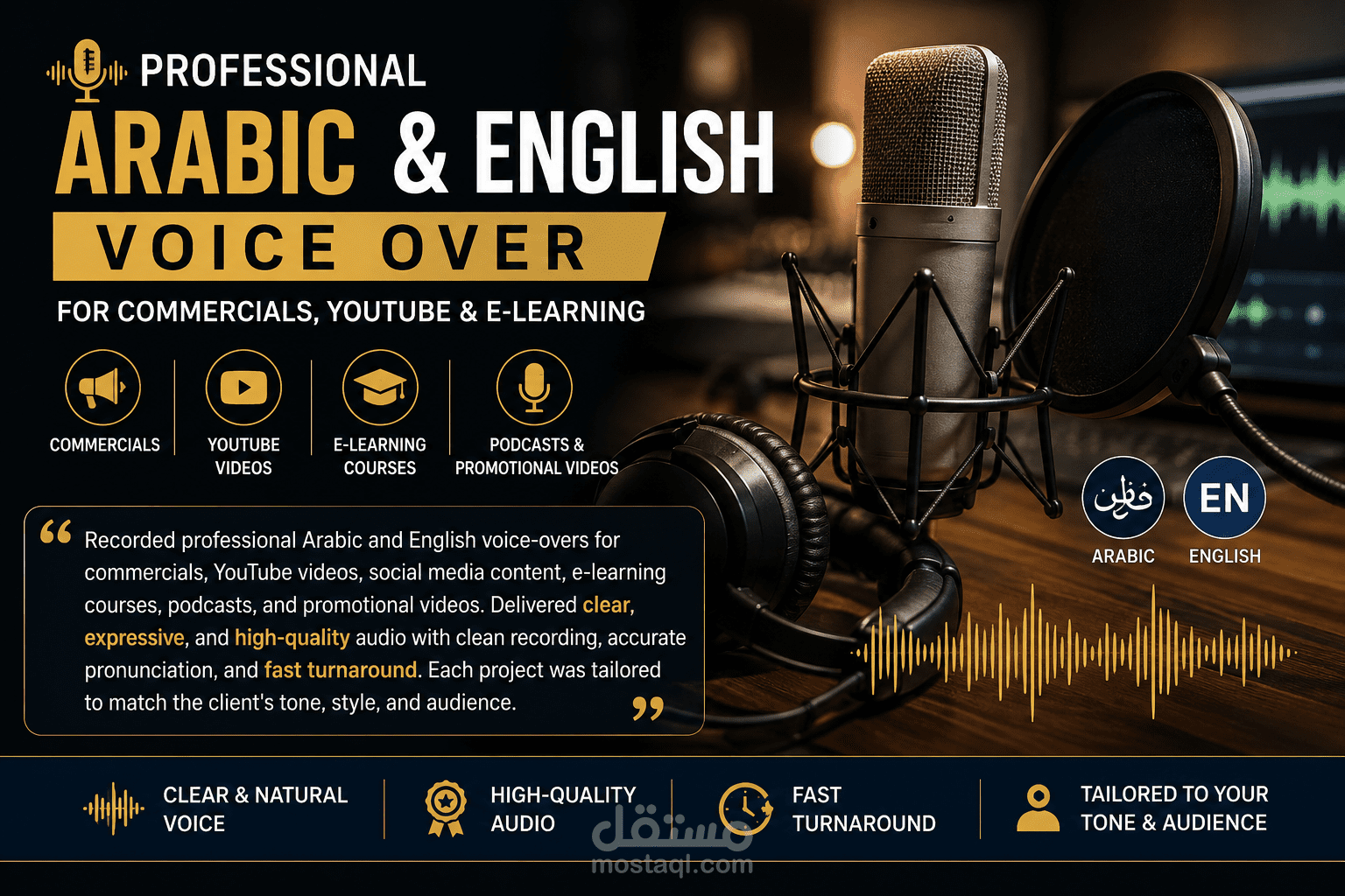 Professional Arabic & English Voice Over for Commercials, YouTube