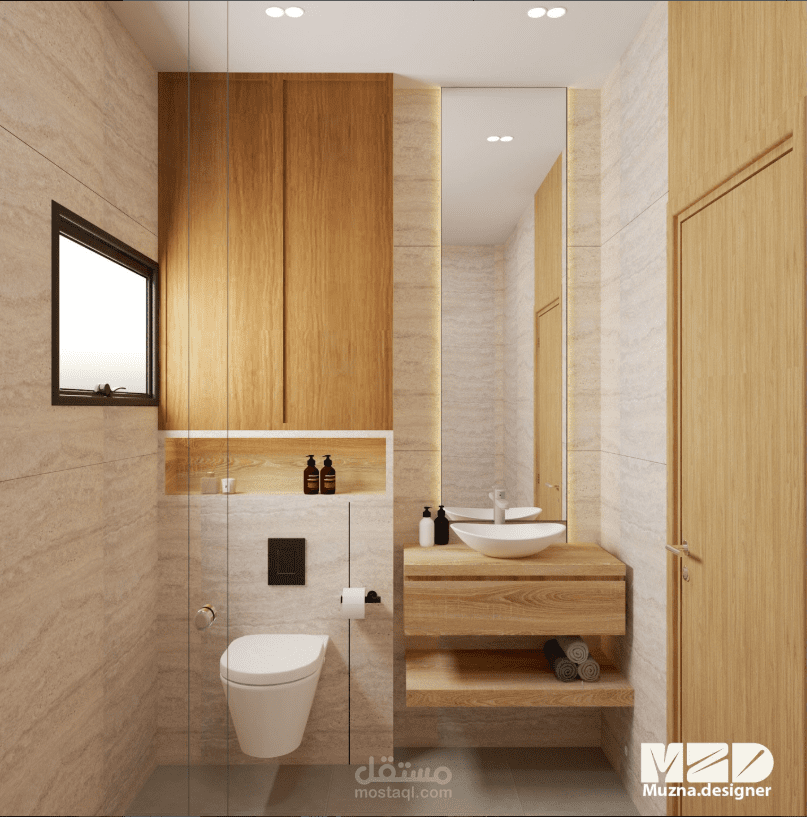 تصميم حمام عصري بطابع طبيعي فاخر