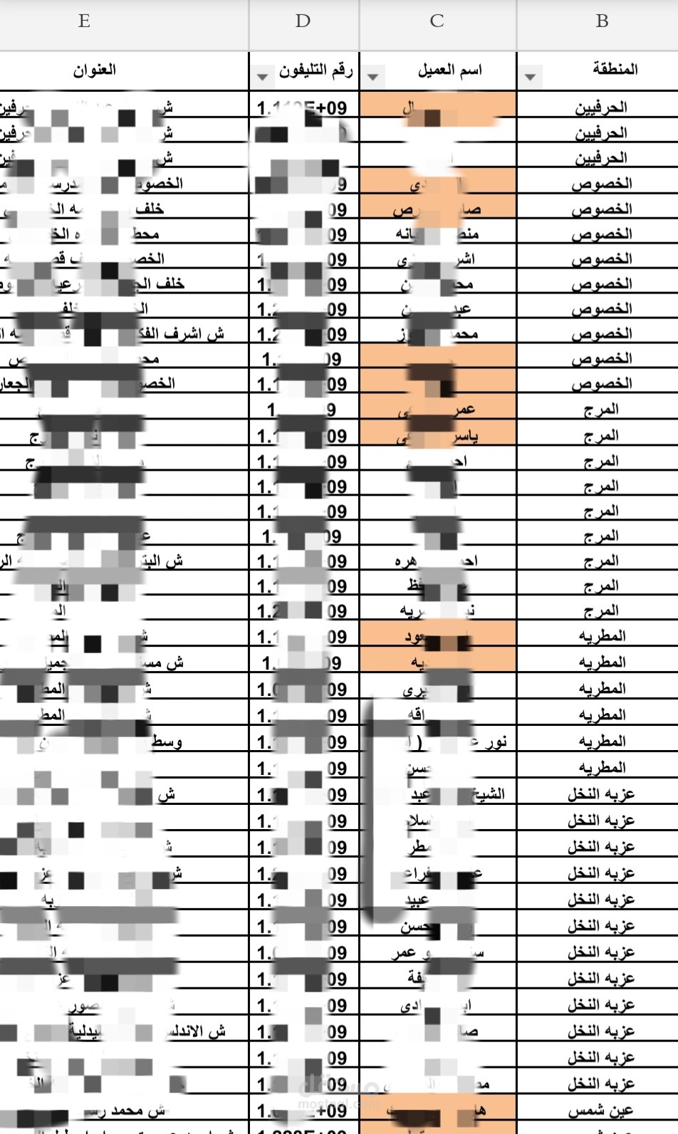 تنظيف وتنسيق قاعدة بيانات عملاء على اكسيل