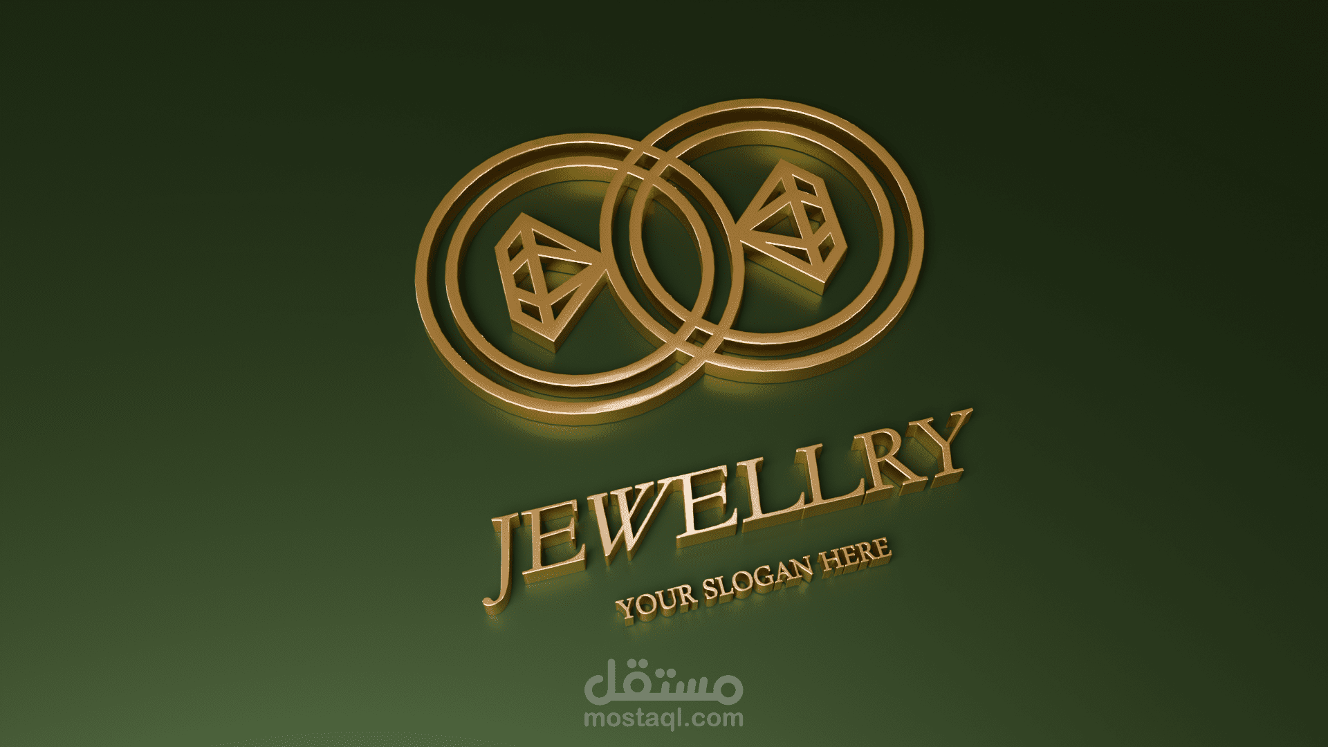 تصميم شعار ثلاثي الأبعاد ذهبي فاخر