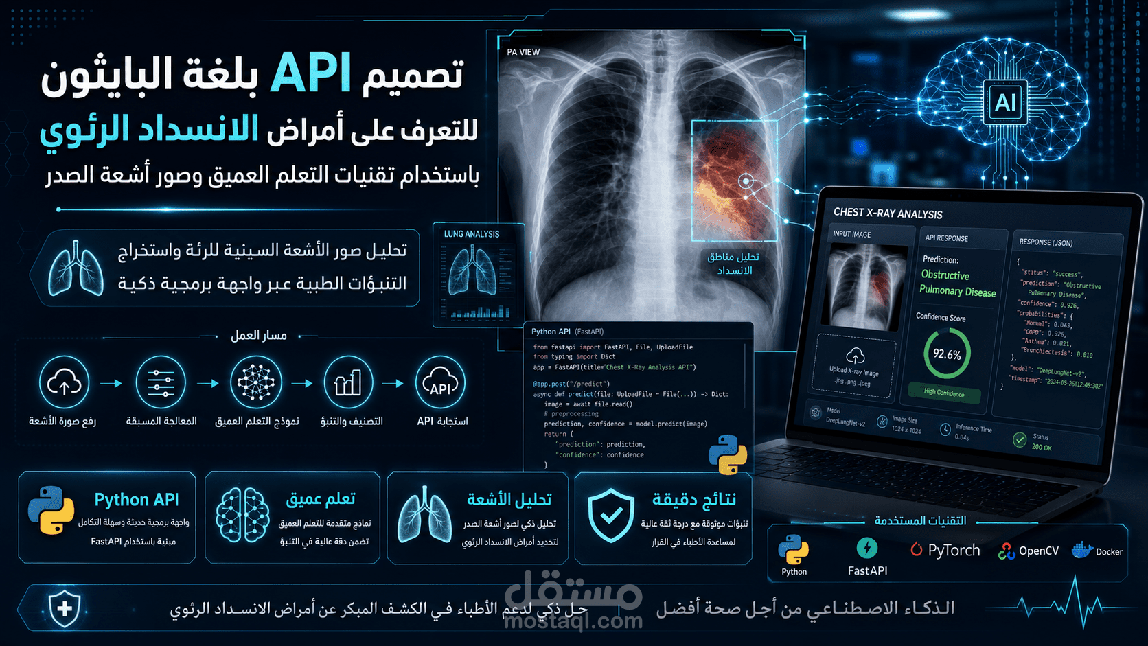 تصميم API بلغة البايثون وباستخدام تقنيات التعلم العميق من اجل التعرف على امراض الانسداد الرئوي باستخدام صورة اشعه للرئة