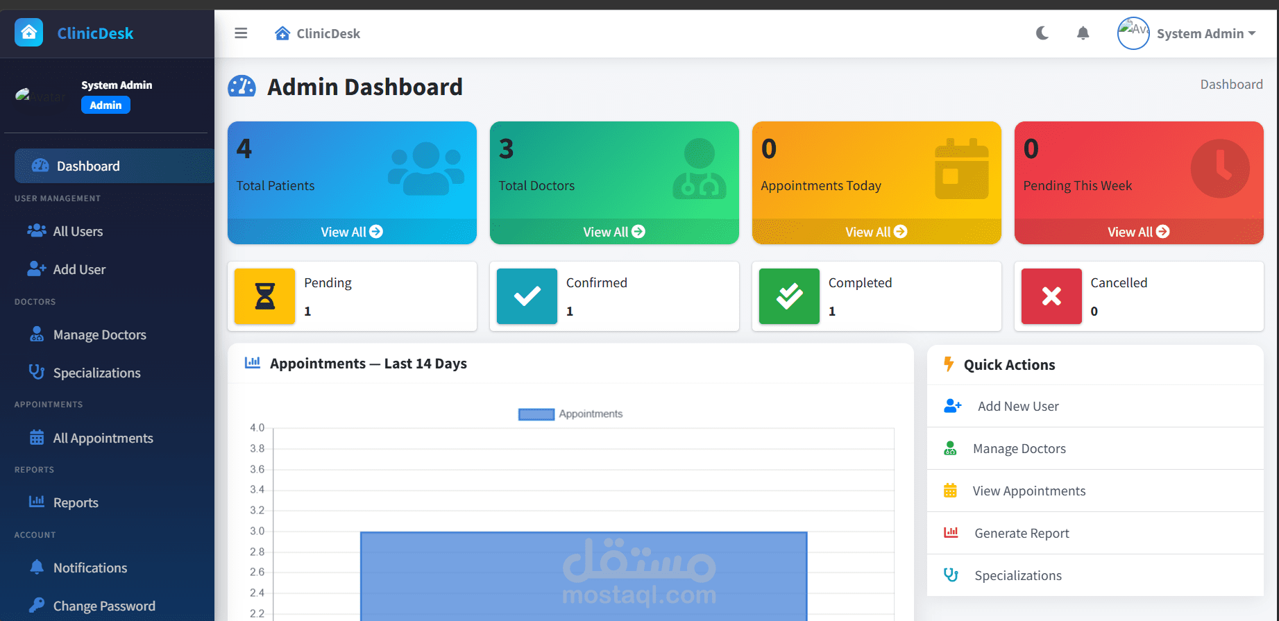:ClinicDesk - نظام إدارة عيادات طبية