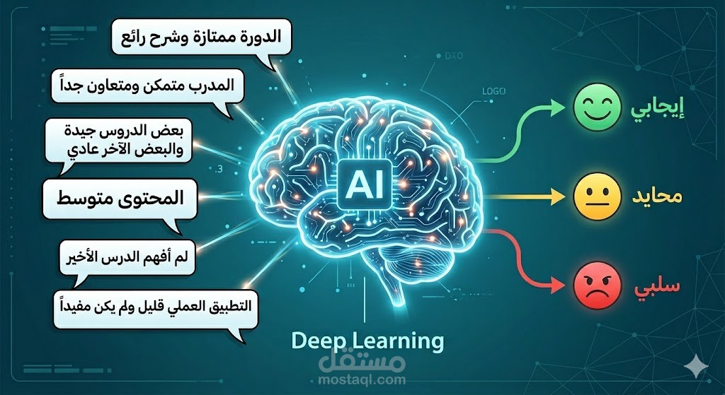 نظام ذكاء اصطناعي لتحليل المشاعر في التقييمات والنصوص العربية