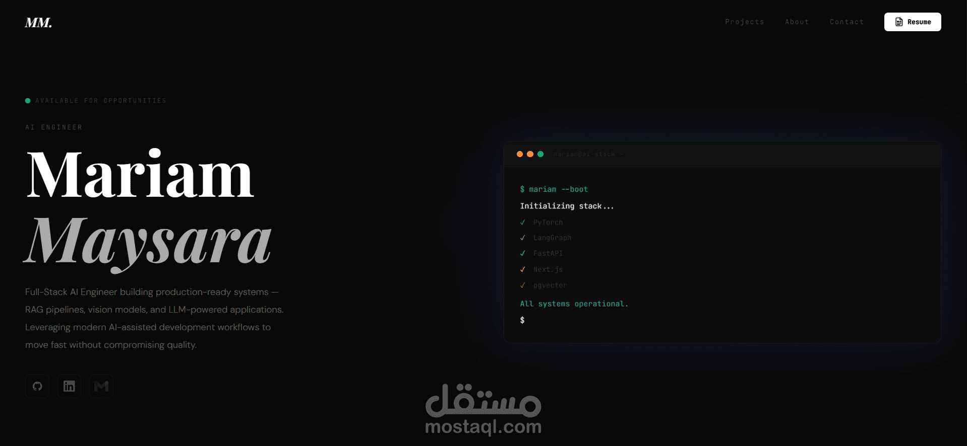 Personal portofolio — Mariam Maysara | AI Engineer