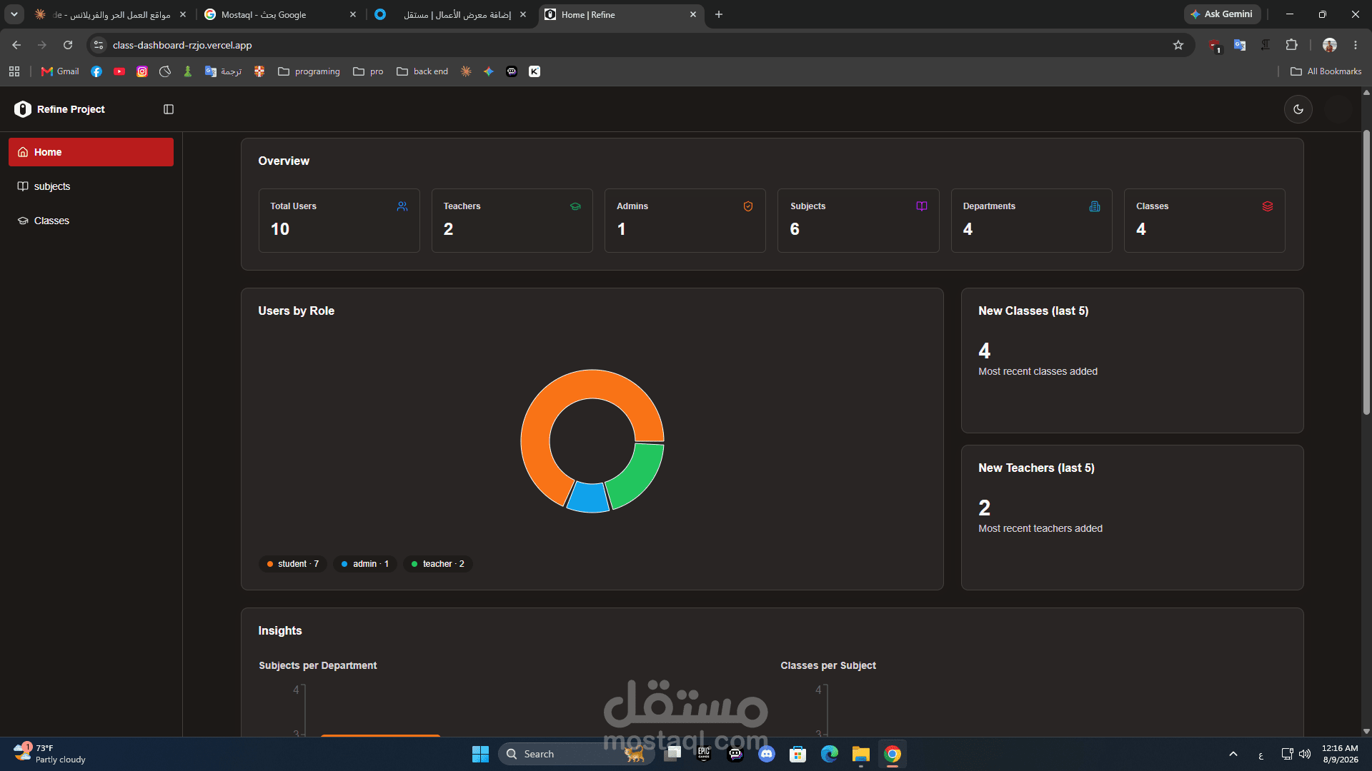 School Management Dashboard
