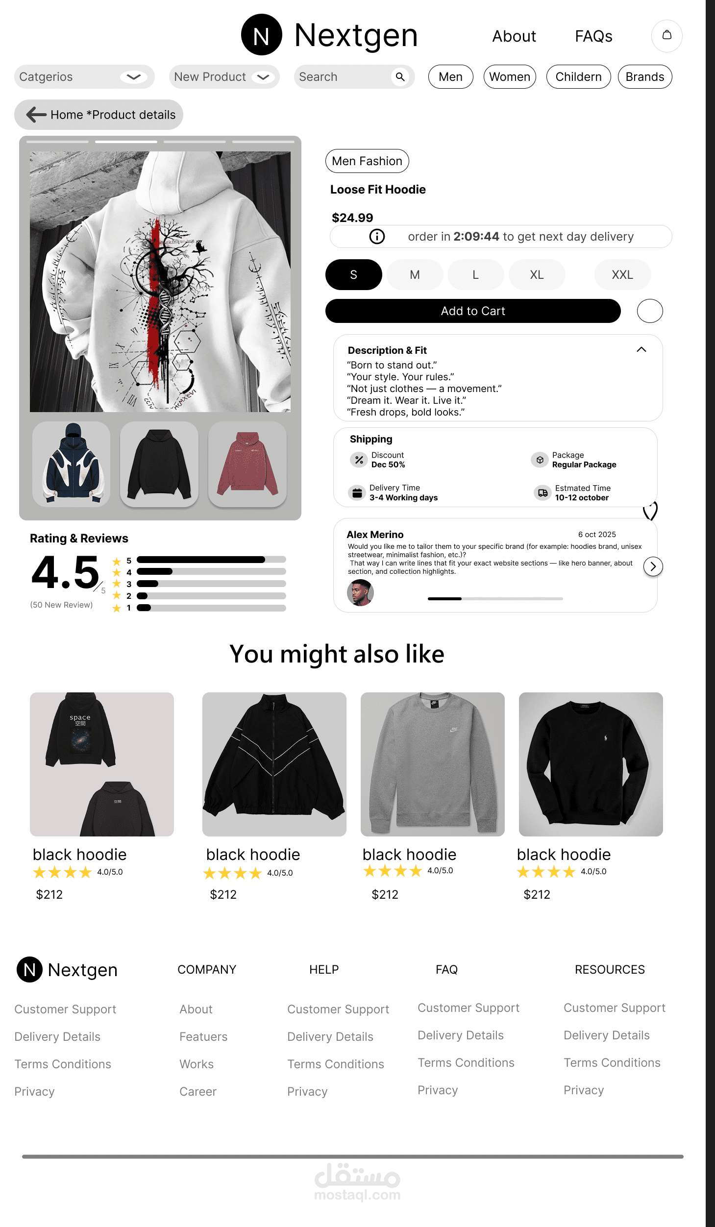 Nextgen website for online shopping