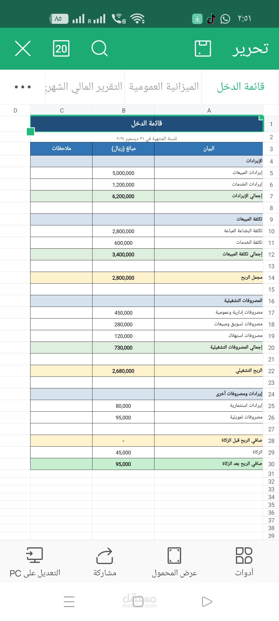 قائمة الدخل