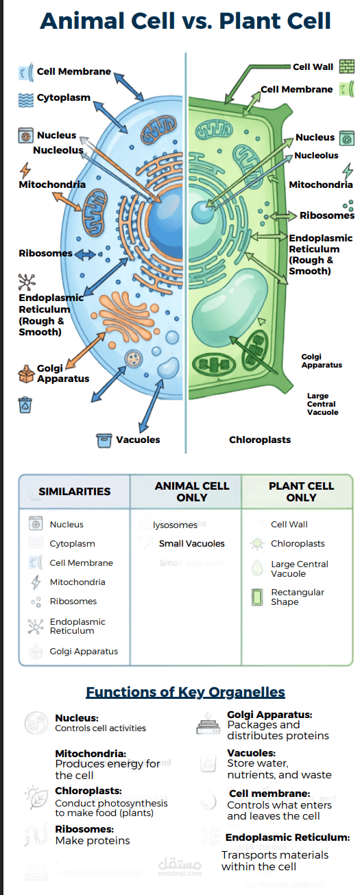 Infographic Animal vs. Plant Cell Anatomy