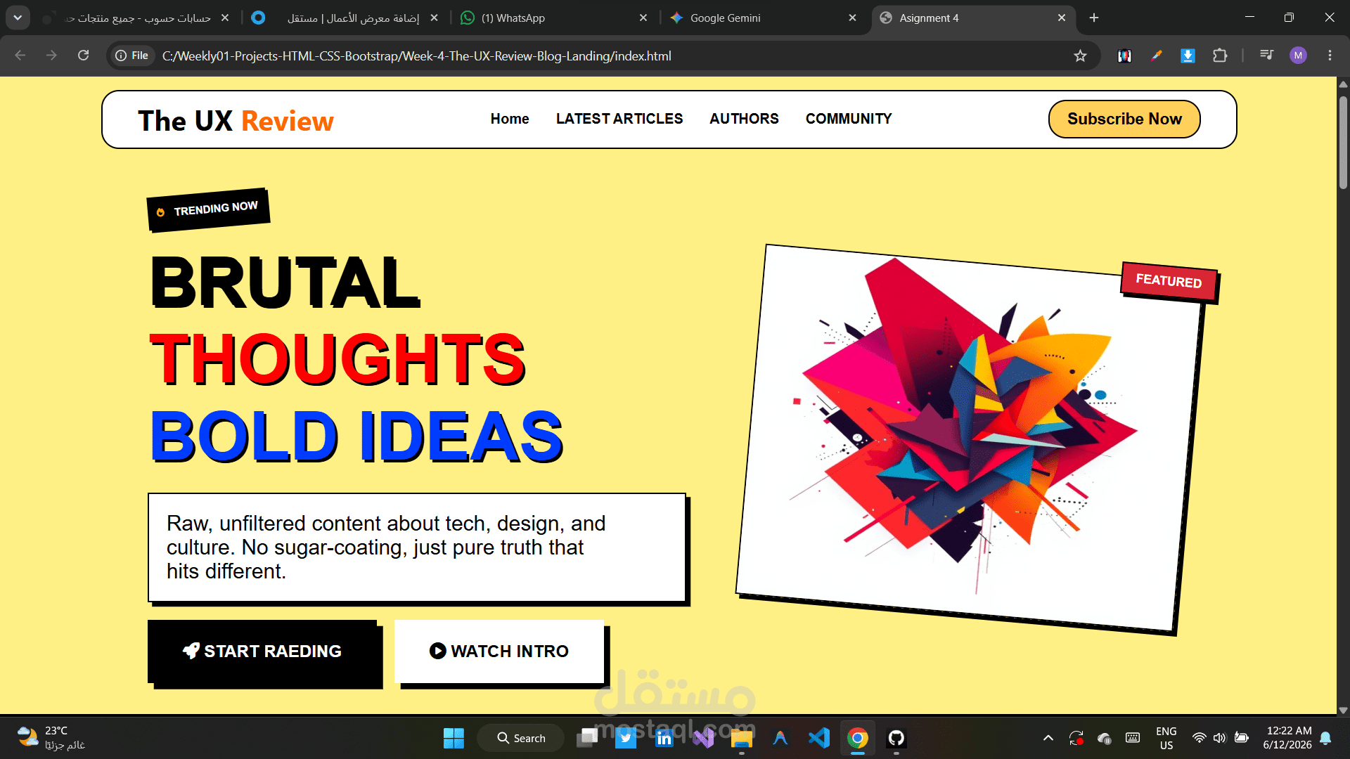 The UX-Review Blog-Landing Page