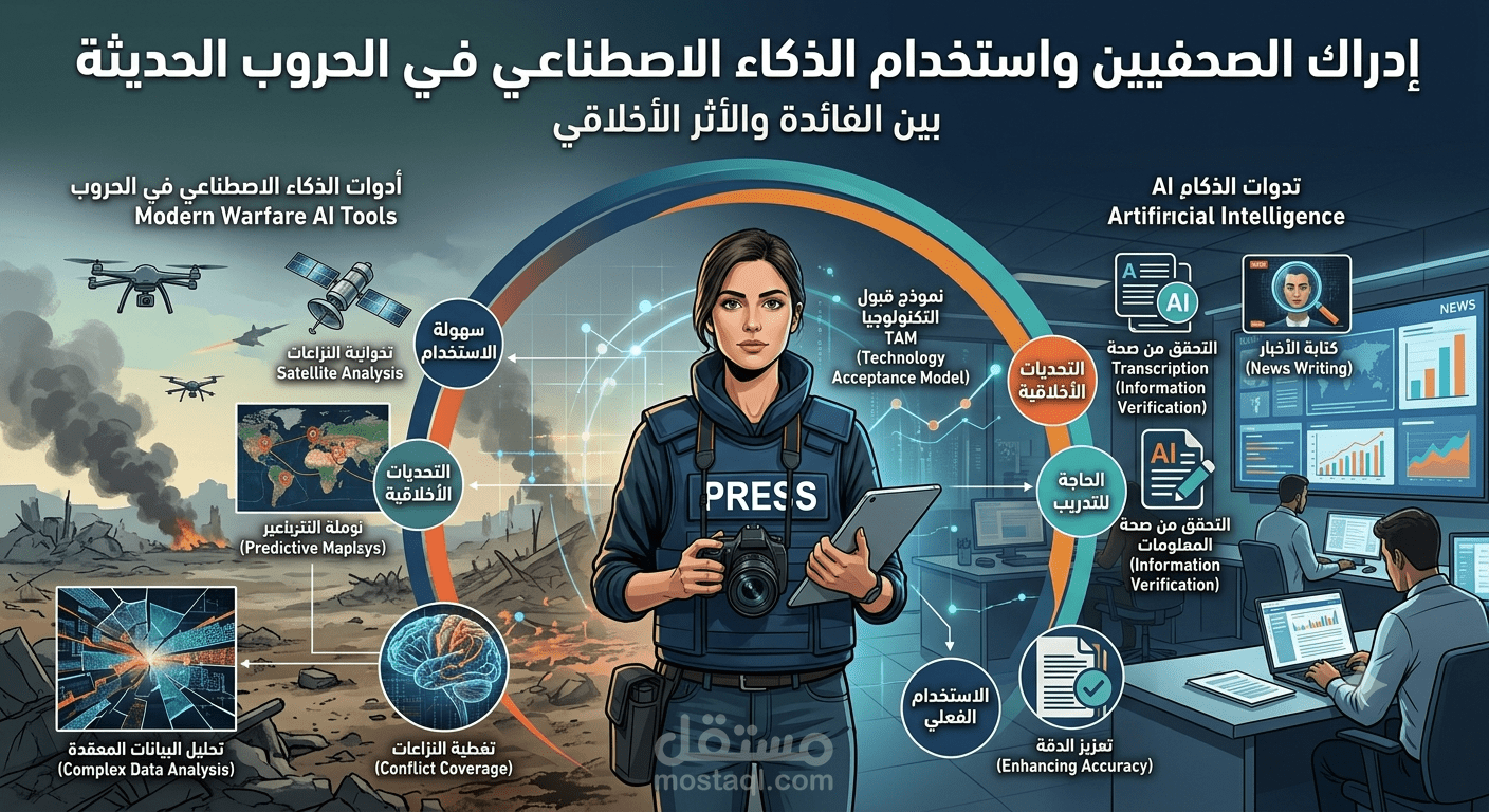 إدراك الصحفيين لاستخدام أدوات الذكاء الاصطناعي في الحروب الحديثة