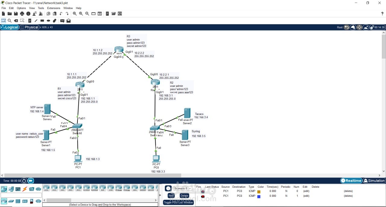 مشروع محاكاة شبكة Enterprise Network