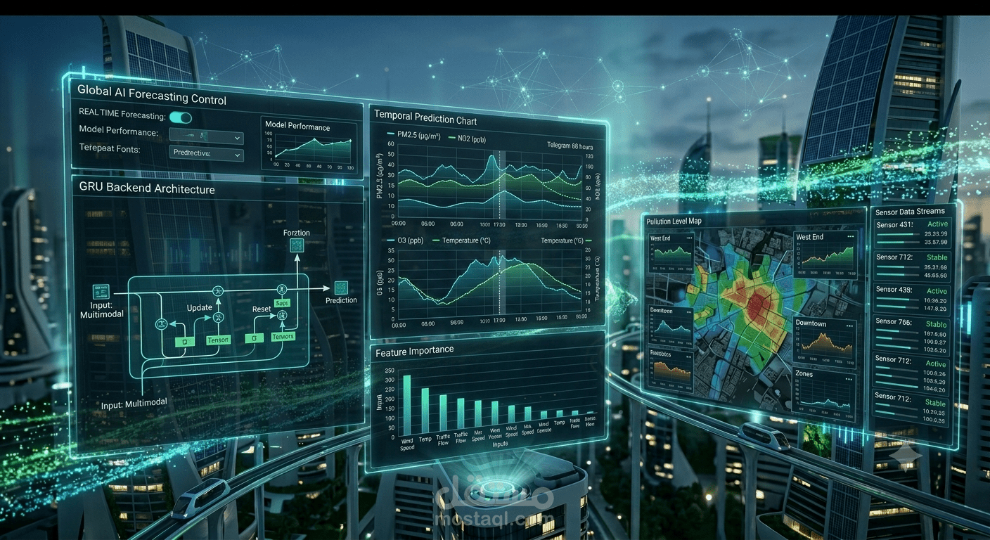 نظام تنبؤ جودة الهواء باستخدام الشبكات العصبية الهجينة (GRU + Features Tabular)