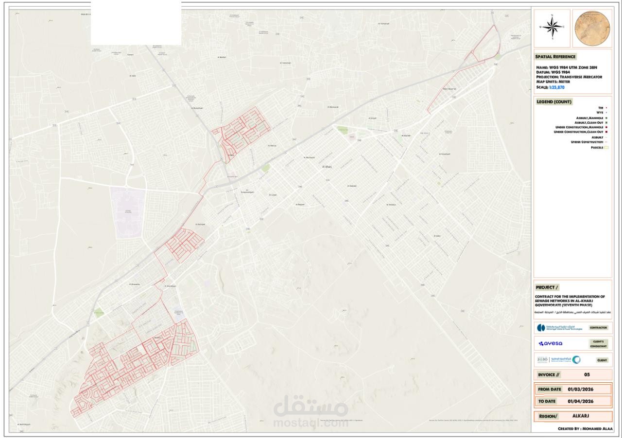 🚧 Wastewater Network GIS Project – Al Kharj