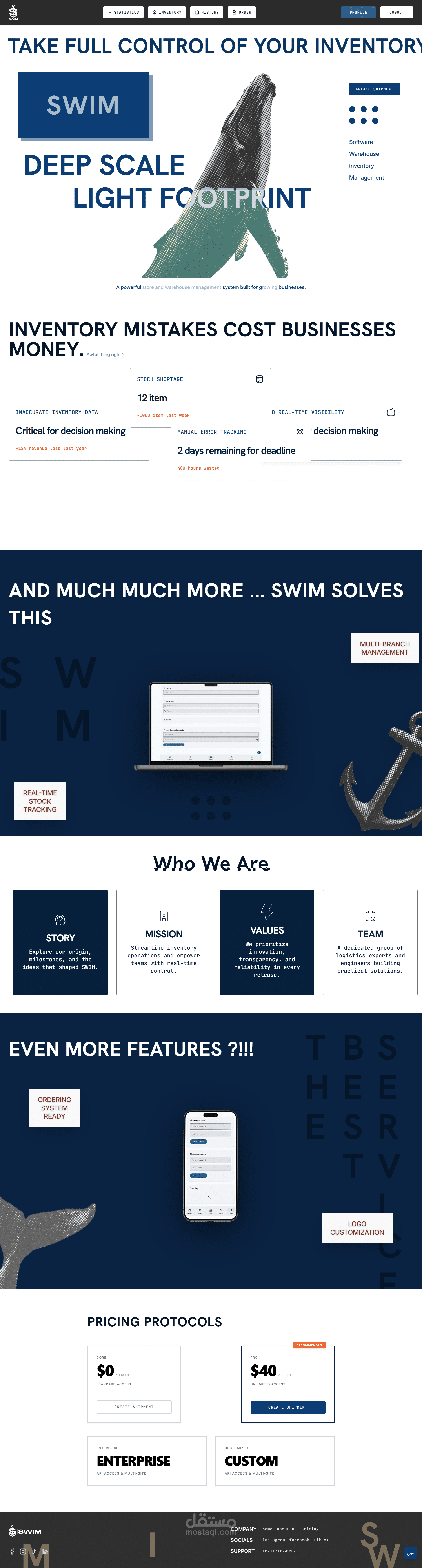 مشروع Swim — نظام إدارة المخزون الذكي والمستودعات المتعددة