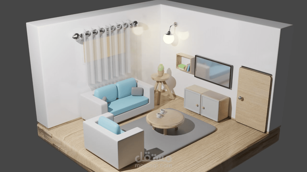 تصميم بيئة داخلية ثلاثية الأبعاد باستخدام Blender