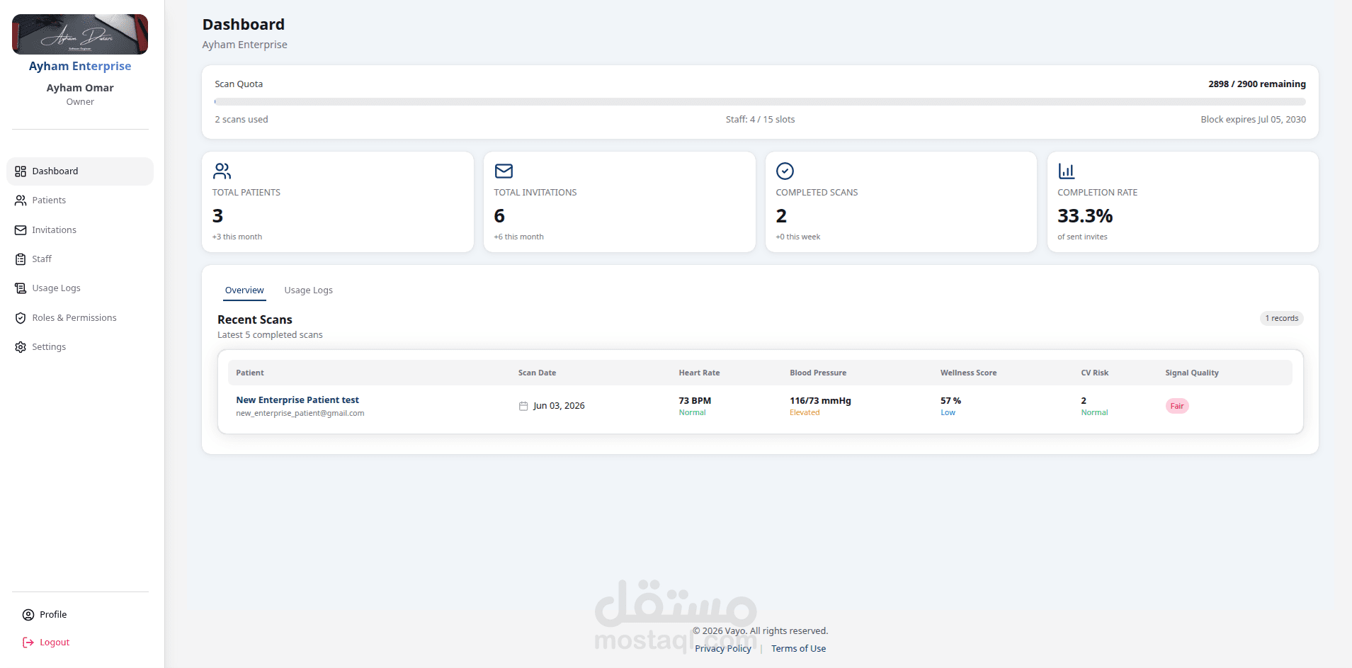 Vayo Healthcare Platform