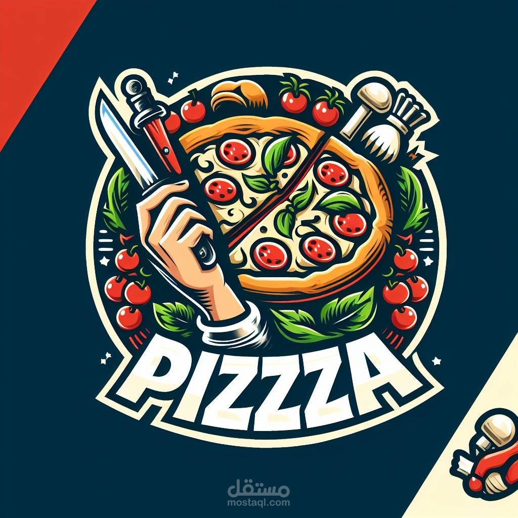pizza logo design تصميم شعار بيتزا