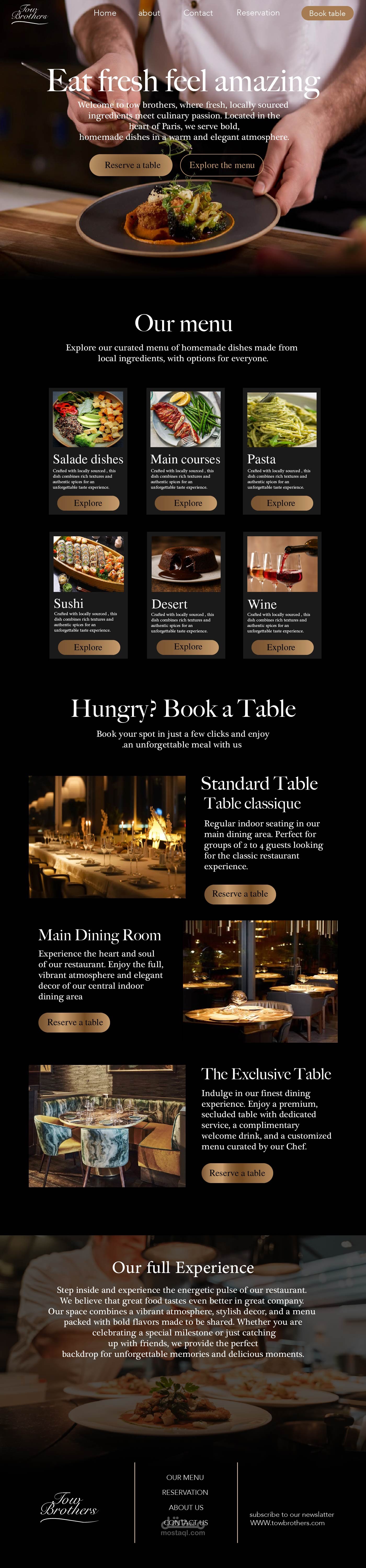Luxury restaurants website design
